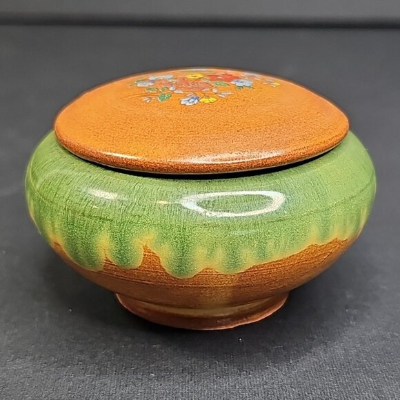 Ceramic Trinket Box With Lid For Jewlery, Coins, Rings, Etc Floral Decor Japan - Picture 10 of 11